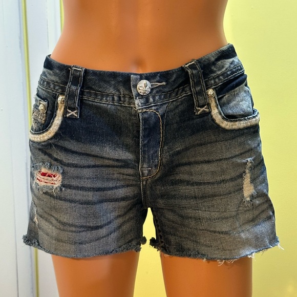 Rock Revival Dark Blue Denim with Silver Button 3" Short - Picture 6 of 14